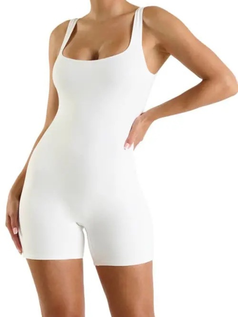 naked wardrobe White Seamless Sculpting Jumpsuit Romper